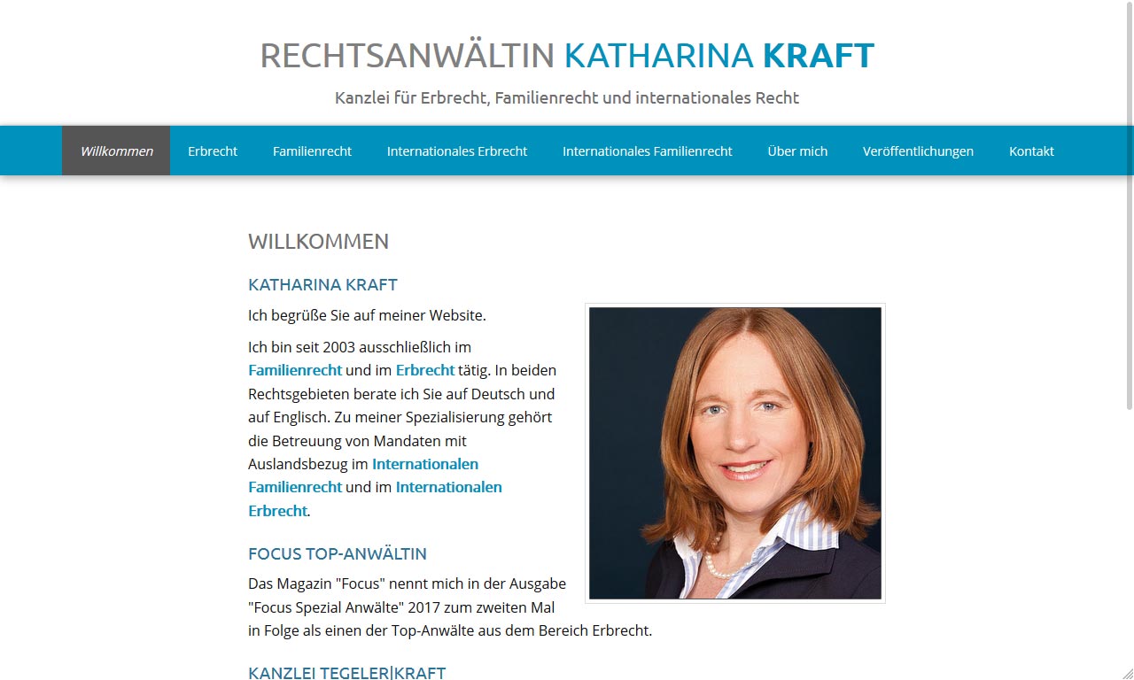 Katharina Kraft, Rechtsanwalts-Kanzlei für Erbrecht, Familienrecht und internationales Recht